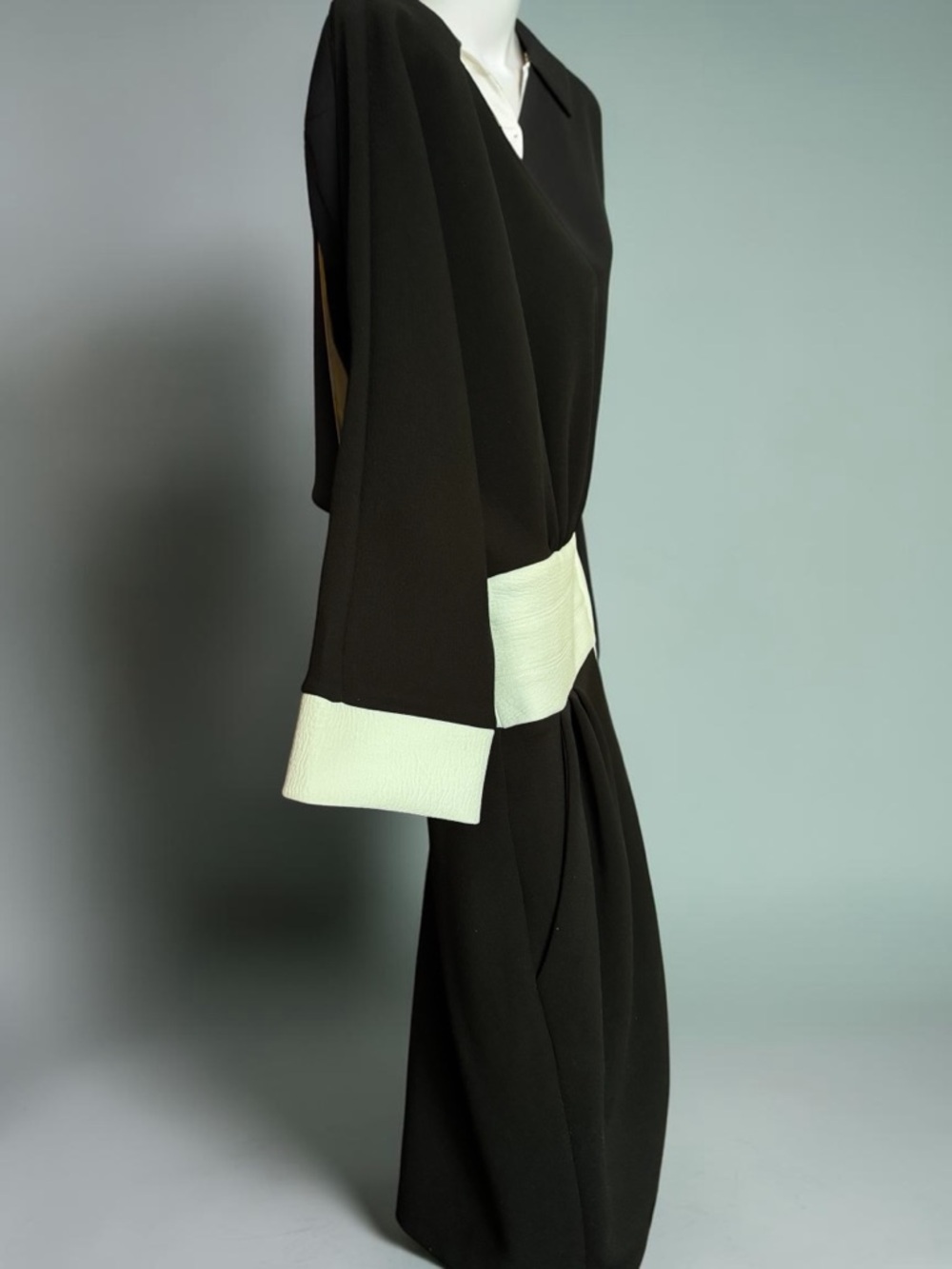 NY & Company/Gabriella Union White/Black Colorblock Shirt Dress- Size Medium - Picture 6 of 12